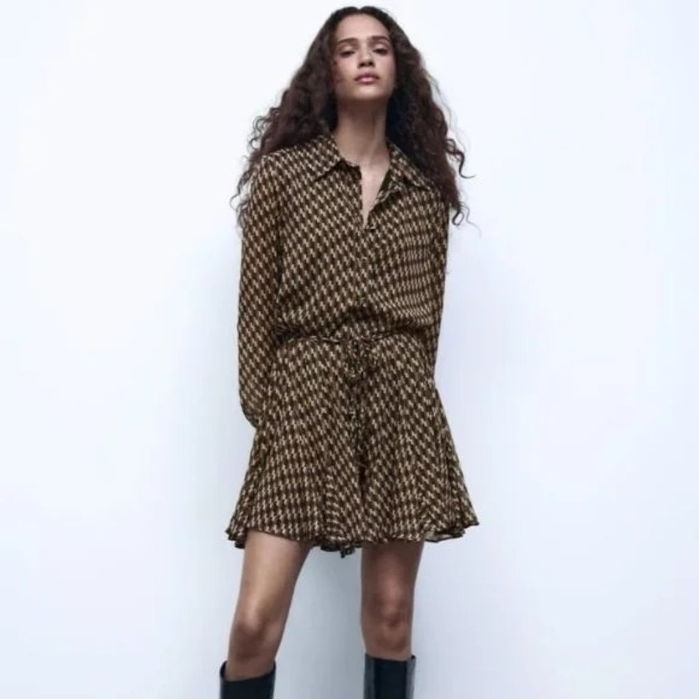 Zara Brown and Black Mini Dress